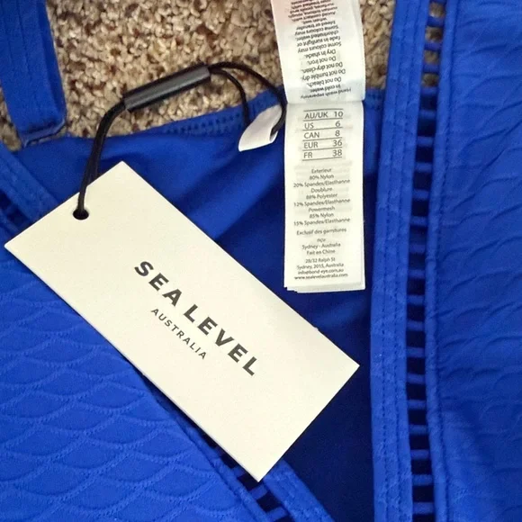 NWT Sea Level Deep V One-Piece Swimsuit in Cobalt Blue - Picture 2 of 5